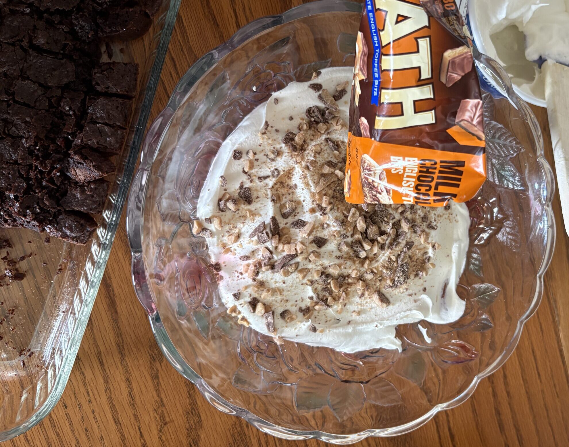 a Top view of Death by Chocolate being assembled